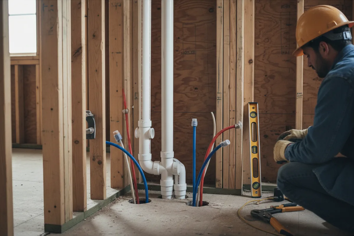 Drain and supply rough-in during Garbage Disposal Repair in Gill